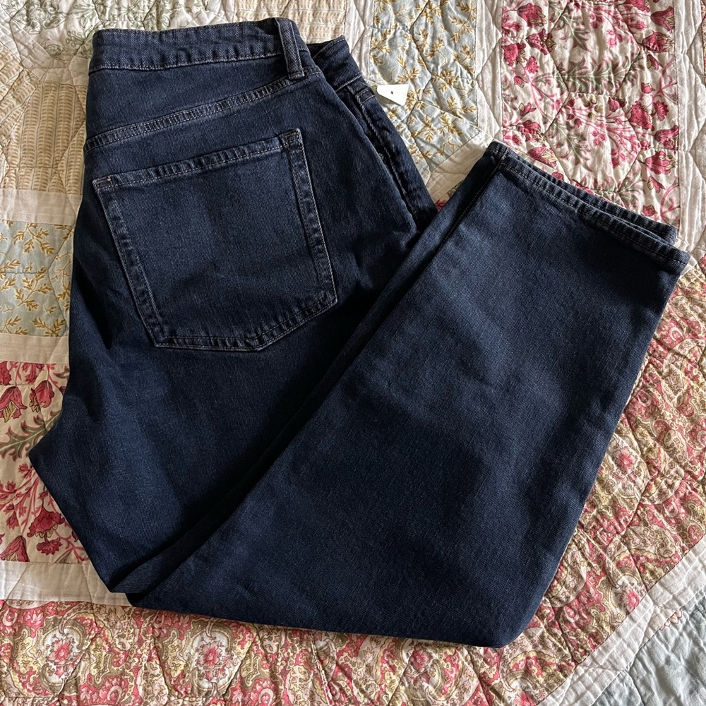 Old Navy Women's Navy OG Straight Leg Jeans, High Rise Curvy 14 Petite NWOT